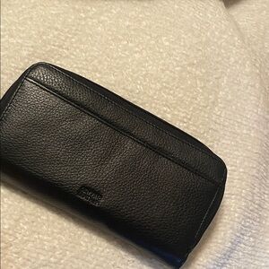 Pebbled Black Leather Wallet New